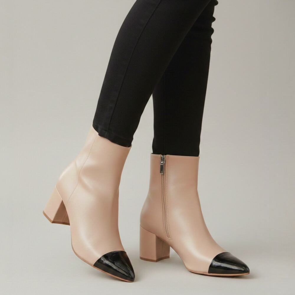 Marc Fisher Jelanie Block Heel Bootie in Latte Size 8.5 NEW - Picture 1 of 7
